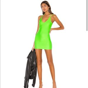 Brandi Halter Tie Dress in Neon Green